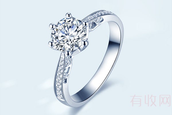佐卡伊注定的爱白18K金钻戒钻石结婚求婚戒指侧面图