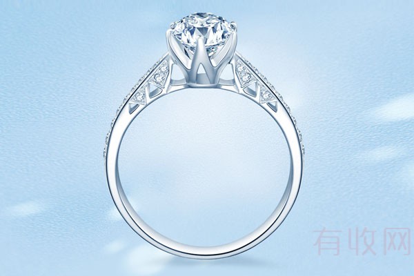 佐卡伊注定的爱白18K金钻戒钻石结婚求婚戒指正面图