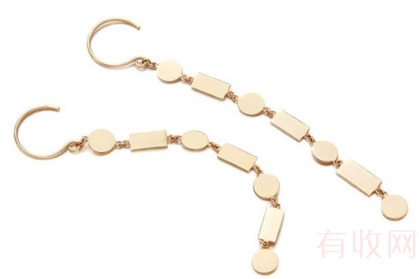 日本CIRCLE9K黄金几何形状耳环7.5cm