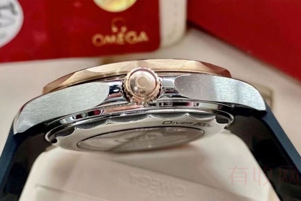欧米茄海马系列18k玫瑰金圈手表侧面图